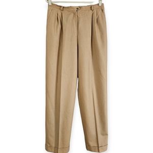 Ralph Lauren tan 100% wool pleated trousers dress pants Womens 14
